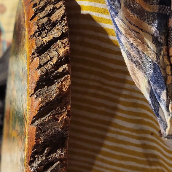 Antique vintage pine disc plaque of The Guardian Angel - Picture 4 of 4